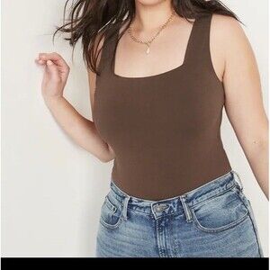Old Navy Womens Square-Neck Tank Top Bodysuit Chocolate Brown Size S NWT